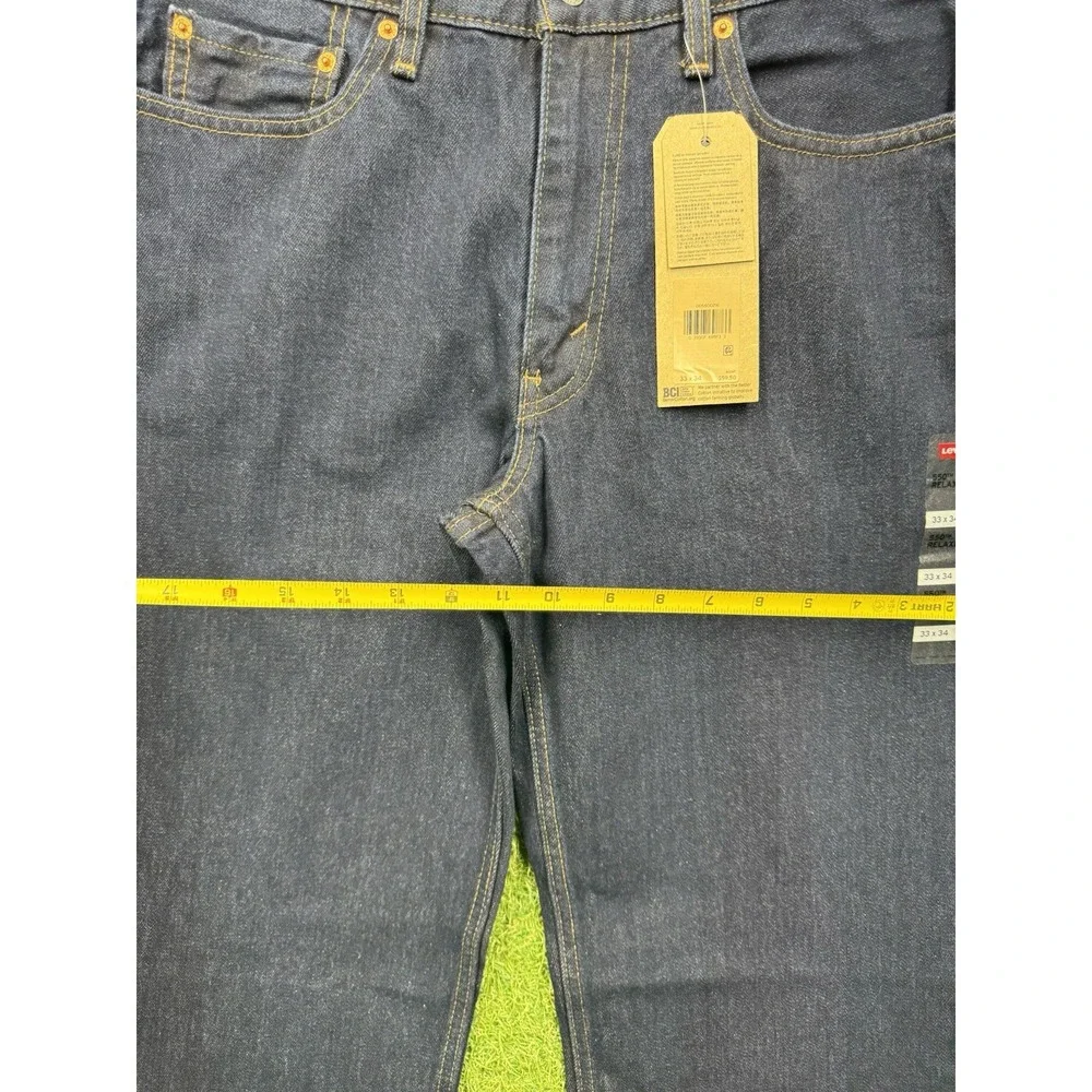 Levis 550 Jeans Mens 33x34 Dark Wash Denim Button Fly Straight Leg NWT
